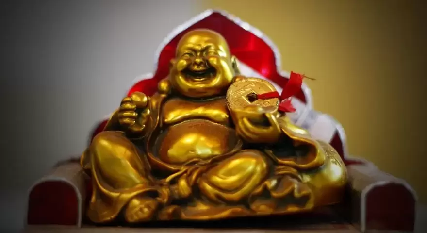 lucky buddha with amulet and laughter